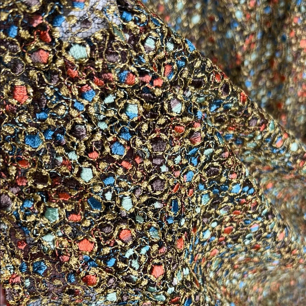 Ramy Brook Tien Magical Speckled Jacquard Embroidered Sheer Multicolor Blouse - Picture 9 of 13